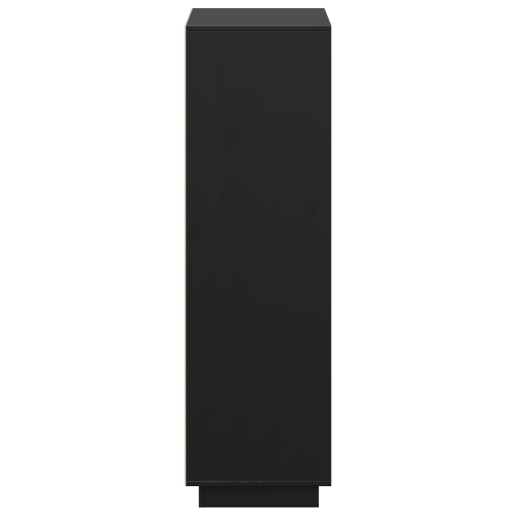 Credenza Nera 74x35x117 cm in Legno Massello di Pino 814368