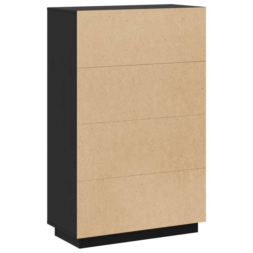 Credenza-Buffet-Armadio da cucina Nera 74x35x117 cm in Legno Massello di Pino