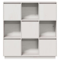 Credenza Bianca 110,5x35x117 cm in Legno Massello di Pino 814370