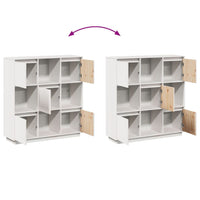 Credenza Bianca 110,5x35x117 cm in Legno Massello di Pino 814370