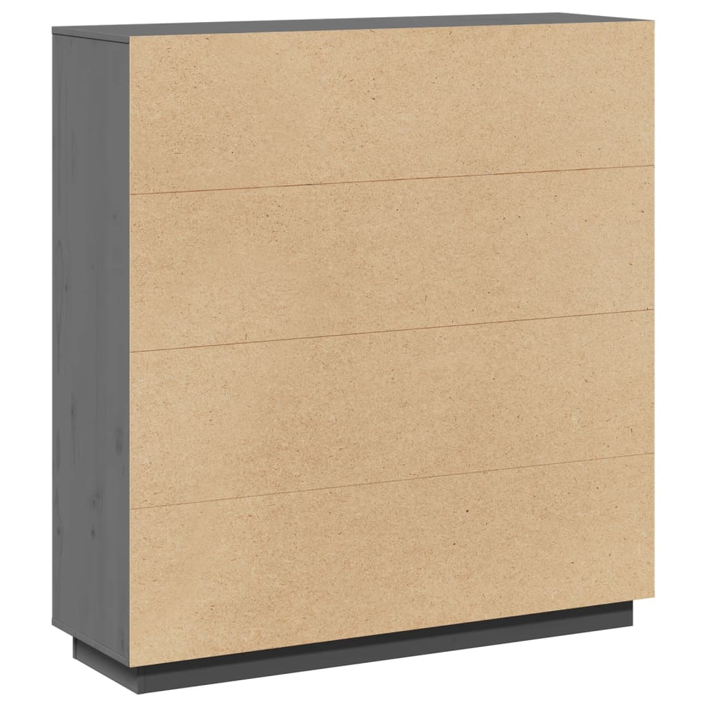 Credenza Grigia 110,5x35x117 cm in Legno Massello di Pino 814371