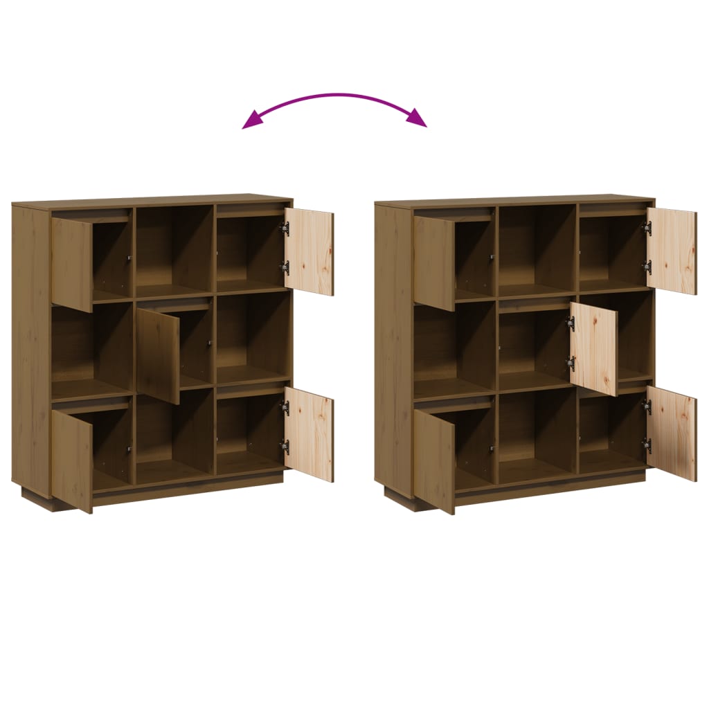 Credenza Marrone Ambrato 110,5x35x117 cm Legno Massello di Pino 814372