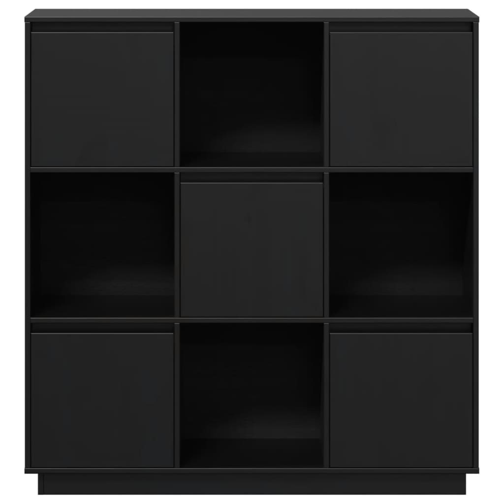 Credenza Nera 110,5x35x117 cm in Legno Massello di Pino 814373