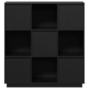 Credenza Nera 110,5x35x117 cm in Legno Massello di Pino 814373