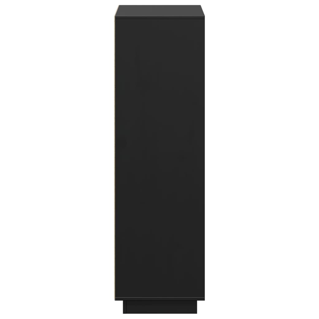 Credenza Nera 110,5x35x117 cm in Legno Massello di Pino 814373