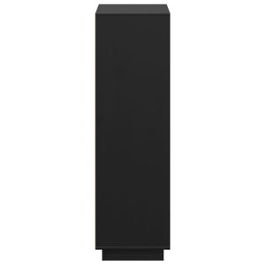 Credenza Nera 110,5x35x117 cm in Legno Massello di Pino 814373