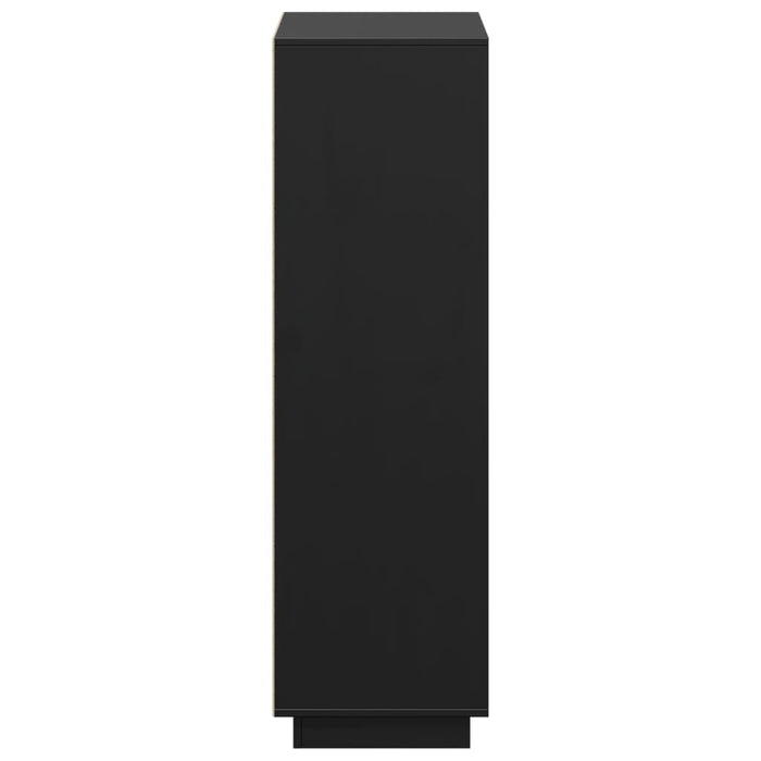 Credenza Nera 110,5x35x117 cm in Legno Massello di Pino 814373