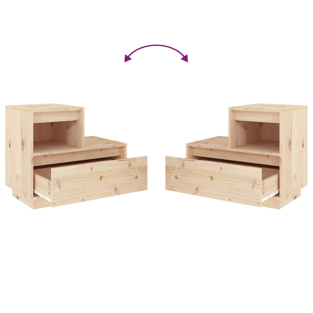 Comodino-Tavolino da notte 60x34x51 cm in Legno Massello di Pino