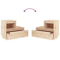 Comodino-Tavolino da notte 60x34x51 cm in Legno Massello di Pino