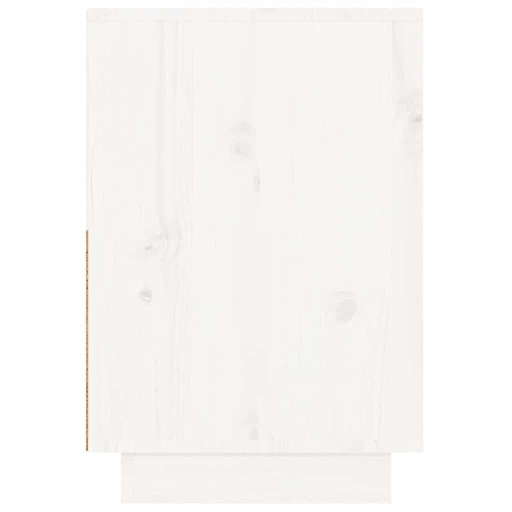Comodino Bianco 60x34x51 cm in Legno Massello di Pino 814376