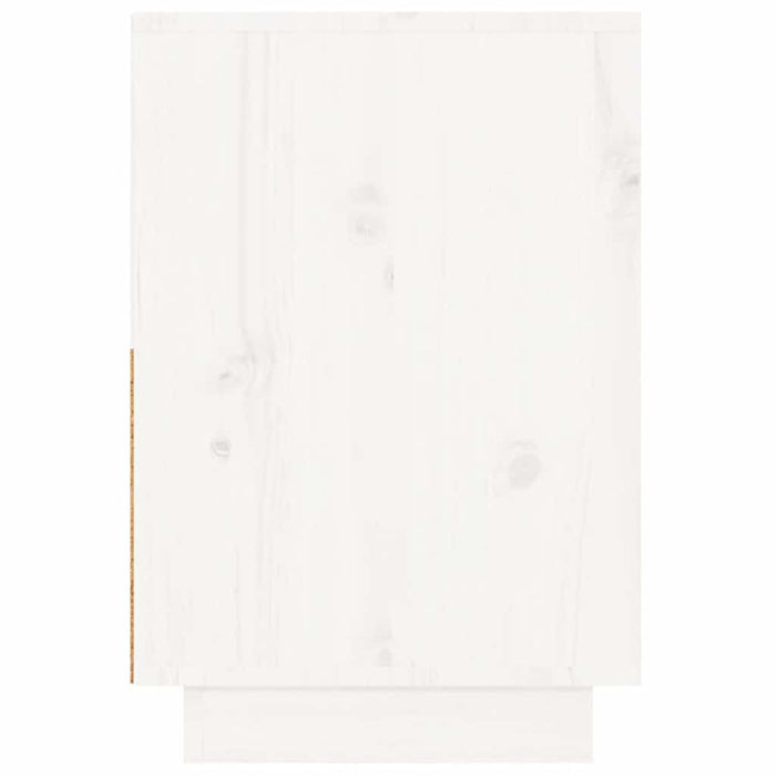 Comodino Bianco 60x34x51 cm in Legno Massello di Pino 814376