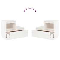 Comodino Bianco 60x34x51 cm in Legno Massello di Pino 814376