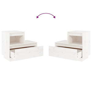 Comodino Bianco 60x34x51 cm in Legno Massello di Pino 814376