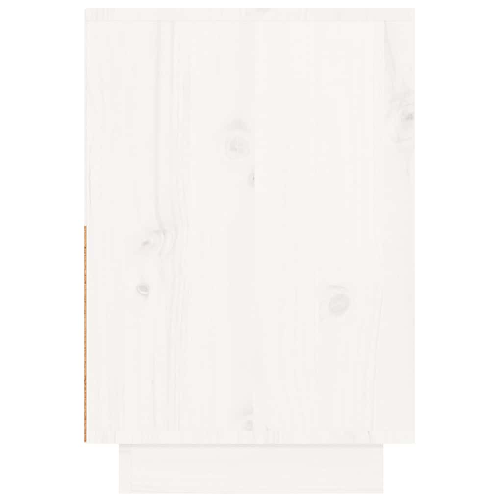 Comodino-Tavolino da notte Bianco 60x34x51 cm in Legno Massello di Pino