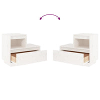 Comodino-Tavolino da notte Bianco 60x34x51 cm in Legno Massello di Pino