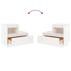 Comodini Bianchi 2 pz 60x34x51 cm in Legno Massello di Pino 814377