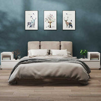 Comodini Bianchi 2 pz-Set di 2 Tavolino da notte 60x34x51 cm in Legno Massello di Pino