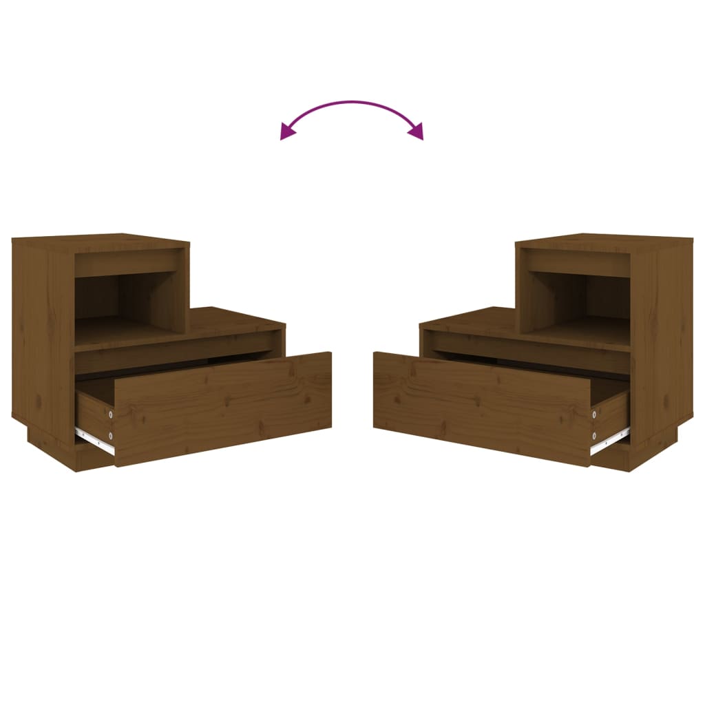 Comodini 2 pz Marrone Ambrato 60x34x51 cm in Legno di Pino 814381