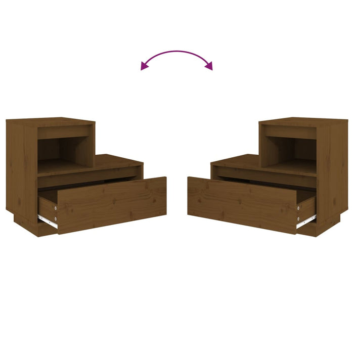 Comodini 2 pz Marrone Ambrato 60x34x51 cm in Legno di Pino 814381