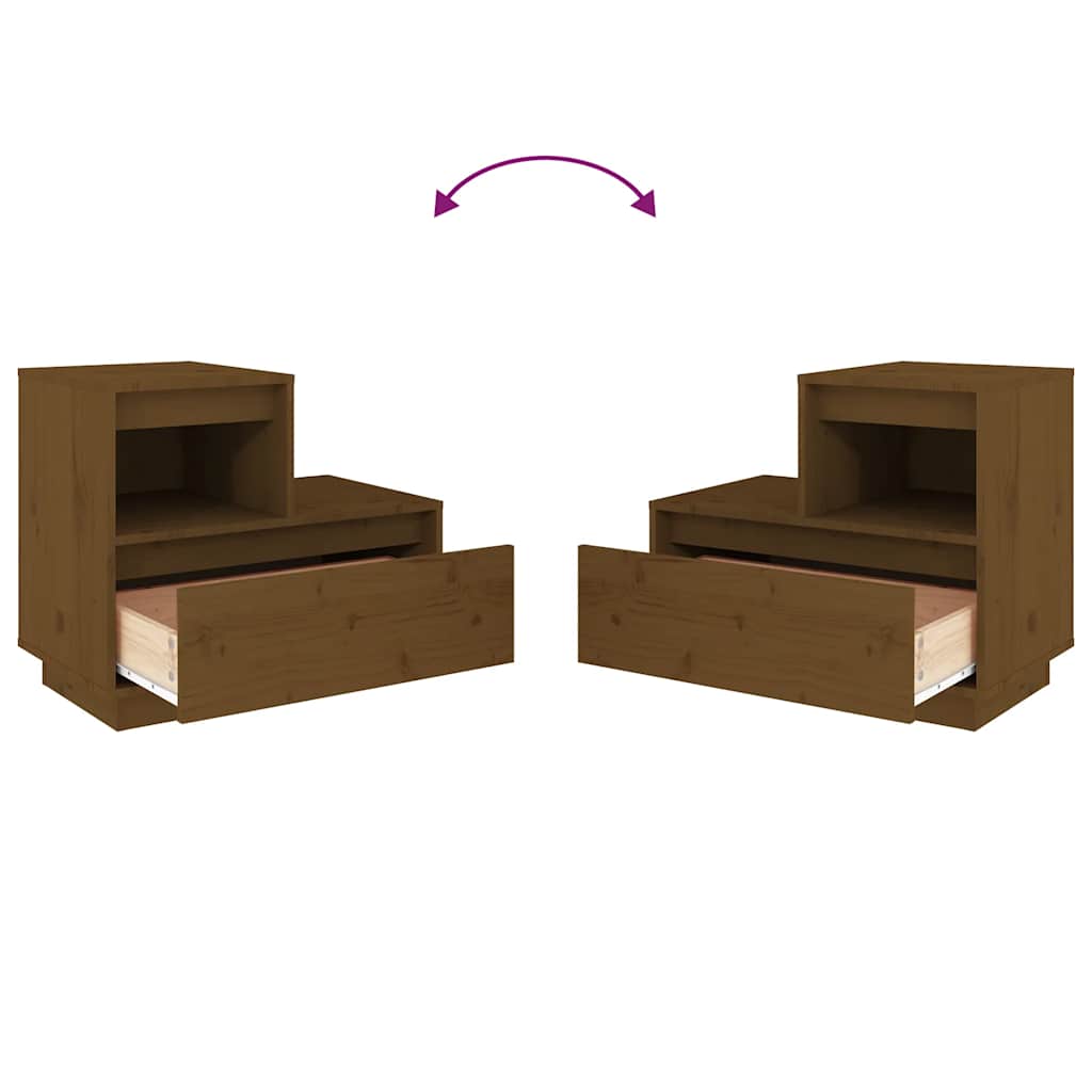 Comodini 2 pz Marrone Ambrato 60x34x51 cm in Legno di Pino 814381
