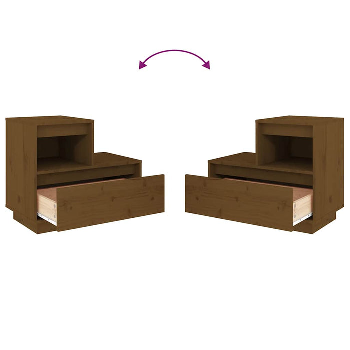 Comodini 2 pz Marrone Ambrato 60x34x51 cm in Legno di Pino 814381