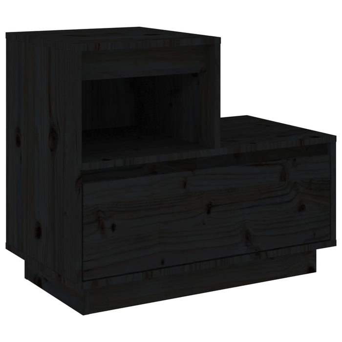 Comodini Neri 2 pz 60x34x51 cm in Legno Massello di Pino 814383