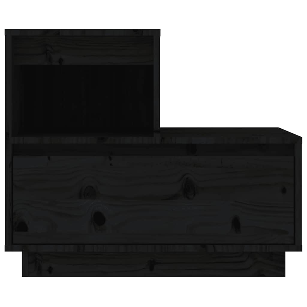 Comodini Neri 2 pz-Set di 2 Tavolino da notte 60x34x51 cm in Legno Massello di Pino