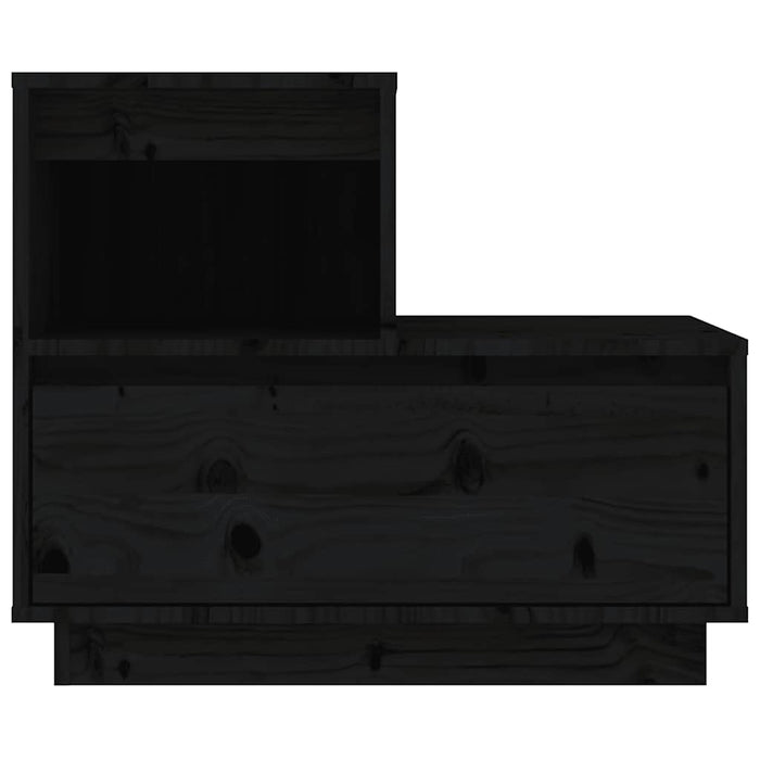 Comodini Neri 2 pz-Set di 2 Tavolino da notte 60x34x51 cm in Legno Massello di Pino