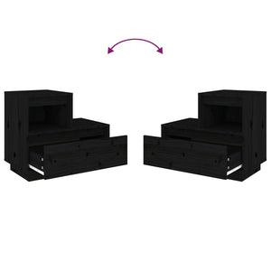 Comodini Neri 2 pz 60x34x51 cm in Legno Massello di Pino 814383