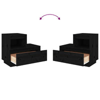 Comodini Neri 2 pz 60x34x51 cm in Legno Massello di Pino cod mxl 30065