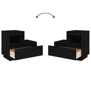 Comodini Neri 2 pz 60x34x51 cm in Legno Massello di Pino cod mxl 30065