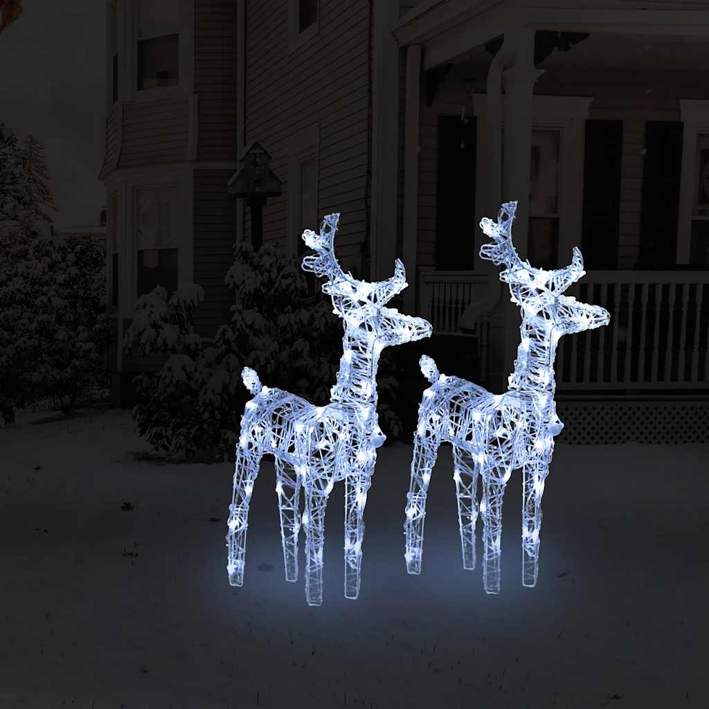 Renne di Natale 2 pz Bianco Freddo 80 LED in Acrilico 342679