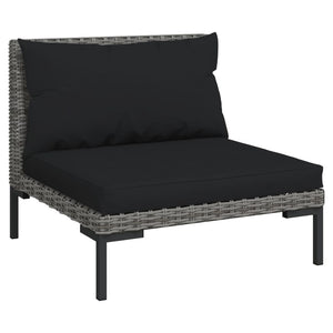 Set Divani da Giardino 9 pz con Cuscini Polyrattan Grigio Scuro 3099802