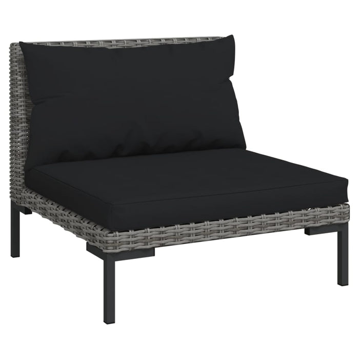 Set Divani da Giardino 9 pz con Cuscini Polyrattan Grigio Scuro 3099802