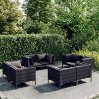Divani da Giardino 8 pz con Cuscini in Polyrattan Grigio Scuro 3099808