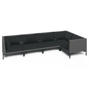 Divani da Giardino 5 pz con Cuscini in Polyrattan Grigio Scuro 3099838
