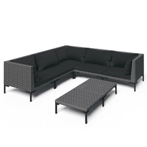 Divani da Giardino 6 pz con Cuscini in Polyrattan Grigio Scuro 3099841