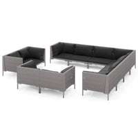 Set Divani da Giardino 11pz con Cuscini Polyrattan Grigio Scuro cod mxl 48768