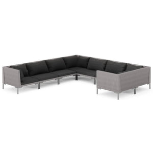 Divani da Giardino 8 pz con Cuscini in Polyrattan Grigio Scuro 3099908