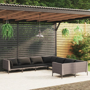 Divani da Giardino 8 pz con Cuscini in Polyrattan Grigio Scuro 3099908