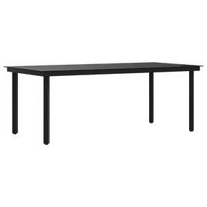 Tavolo da Pranzo da Giardino Nero 200x100x74 cm Acciaio e Vetro 3100107