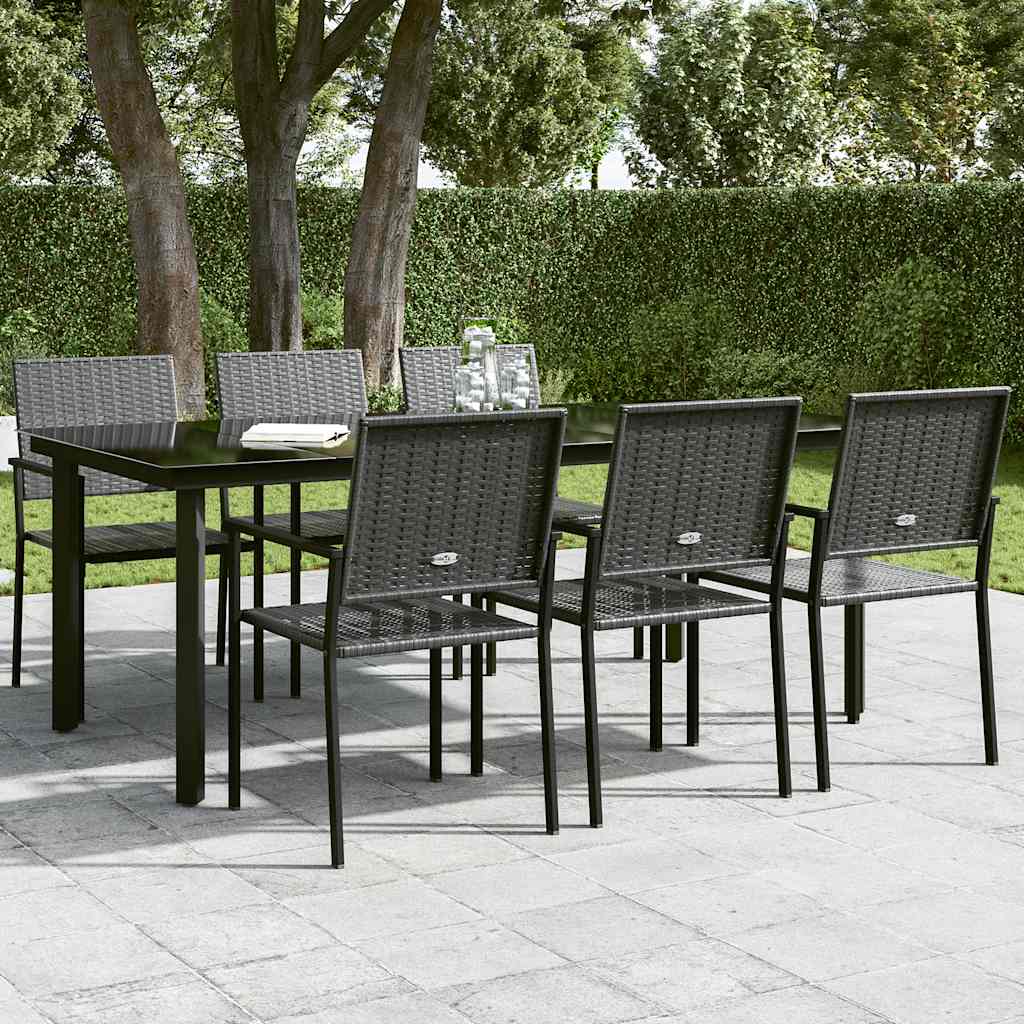 Tavolo da Pranzo da Giardino Nero 200x100x74 cm Acciaio e Vetro 3100107