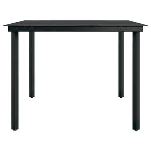 Tavolo da Pranzo da Giardino Nero 200x100x74 cm Acciaio e Vetro cod mxl 46865