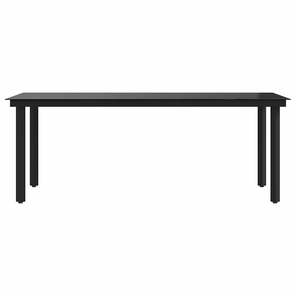 Tavolo da Pranzo da Giardino Nero 200x100x74 cm Acciaio e Vetro 3100107