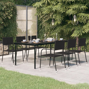 Tavolo da Pranzo da Giardino Nero 200x100x74 cm Acciaio e Vetro cod mxl 46865
