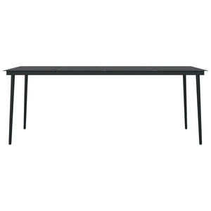 Tavolo da Pranzo da Giardino Nero 200x100x74 cm Acciaio e Vetro 3100108