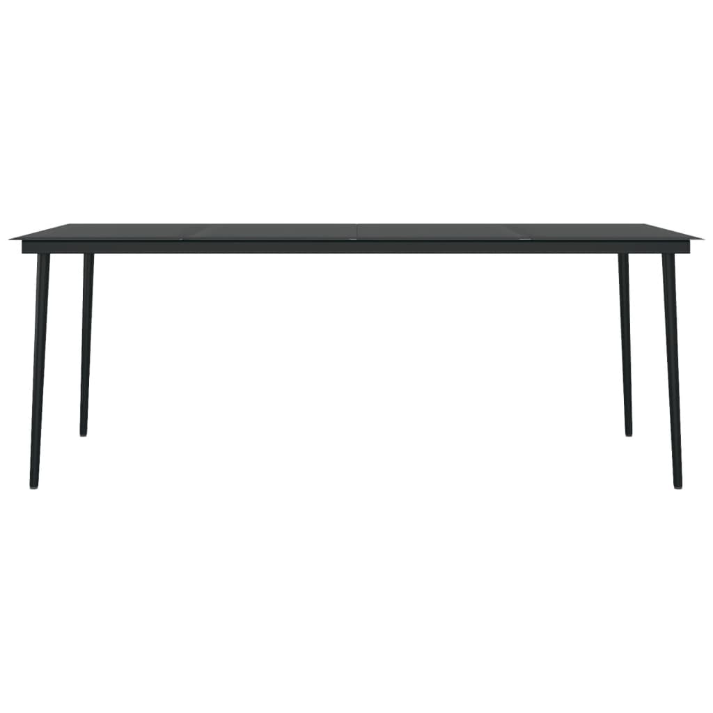 Tavolo da Pranzo da Giardino Nero 200x100x74 cm Acciaio e Vetro 3100108