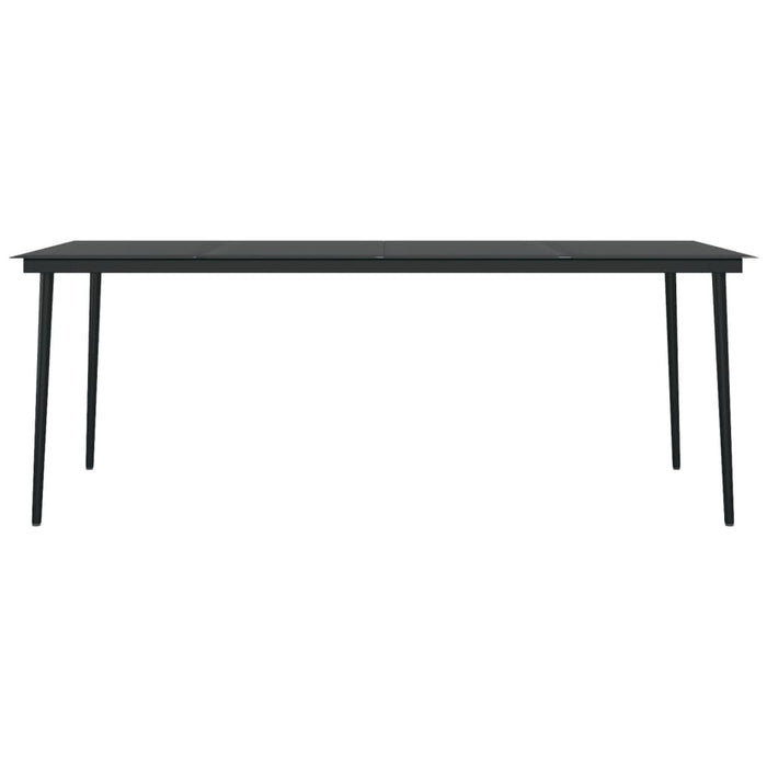 Tavolo da Pranzo da Giardino Nero 200x100x74 cm Acciaio e Vetro 3100108