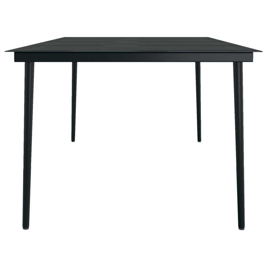 Tavolo da Pranzo da Giardino Nero 200x100x74 cm Acciaio e Vetro 3100108