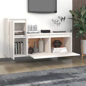 Mobili Porta TV 2 pz Bianchi in Legno Massello di Pino 3100110